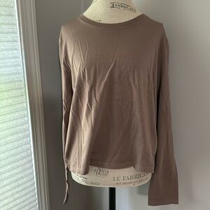 PINK Tee Light Cocoa Crew Neck Long Sleeves